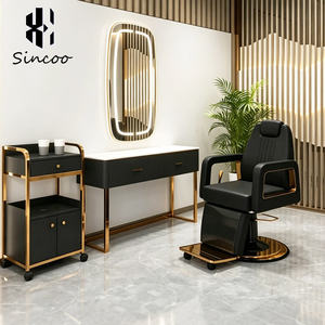 Sillas de Peluquería de Diseño Nuevo, Estilo Marrón, de Lujo, en Cuero Sintético, Silla de Barbería Reclinable, Silla de Estilismo - Product Image 4
