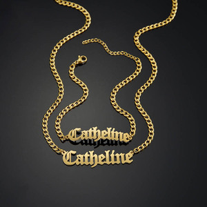 Go Party personalizado antiguo nombre en <span class=keywords><strong>inglés</strong></span> collar pulsera de acero inoxidable deslustre libre impermeable joyería placa de identificación collares con letras - Product Image 6