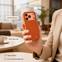 Casing HP Kulit PU Grosir Kustom untuk iPhone 18 17 Pro Max, Siap Pengisian Daya Nirkabel Magnetik, Anti-Selip, Bahan Kulit Vegan