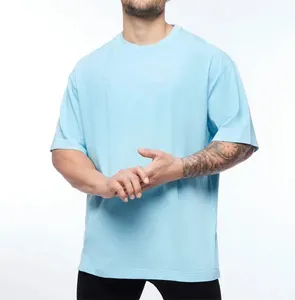 OEM Blue Garment Dyed 100% Cotton O-Neck Long 100% Cotton O-neck T Shirt Long Sleeves men oversized tshirts