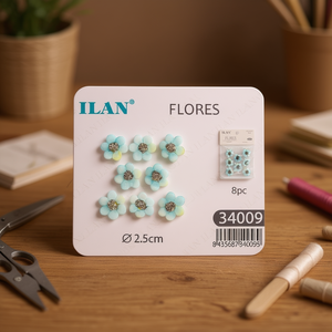 Ilan Flores Decorazioni Floreali Blu 2,5cm 8 Pezzi per Artigianato - Product Image 3