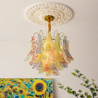 Lustre en verre vintage français, luminaire suspendu à pétales colorés, lampe de plafond pour salon, chambre à coucher, salle à manger, décoration