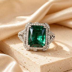 Luxury <b>Emerald</b> Style Openwork Floral <b>Ring</b> for Women Elegant Statement Finger Jewelry - Product Image 6