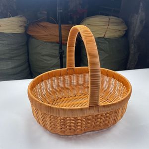 Panier à fruits tressé, panier de pique-nique, panier à œufs pour la maison, panier cadeau pour fleurs et panier de cueillette de fruits - Product Image 5