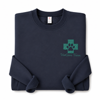 Sudadera Personalizada con Bordado del Equipo de Veterinaria, con Logotipo de Cruz Médica y Huella de Pata, para Personal de Clínica Veterinaria