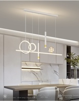 Lámpara Colgante LED Lineal Moderna de Lujo, Anillo Creativo en Negro y Dorado para Comedor, Restaurante, Apartamento, Interior