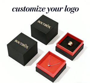 Boîtes cadeaux rigides écologiques pour bijoux avec logo en feuille <span class=keywords><strong>d</strong></span>'<span class=keywords><strong>or</strong></span>, finition noire mate, construction en carton gris avec éponge rouge passionnée - Product Image 6
