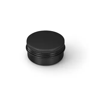 Empty 10ml Small Cosmetic Packaging Tin Cans Round Aluminum Screw Thread Lid Cream Aluminum Jars Black
