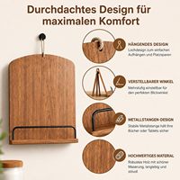 Support de lecture suspendu personnalisé avec barre de verrouillage en métal, support pliable pour livres de cuisine, tablette, iPad, partitions musicales, supports de livres en bois