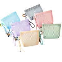 Mini trousse de toilette en maille 10x9.5x3cm, six couleurs, pochette de rangement zippée, respirante et lavable, organiseur de voyage