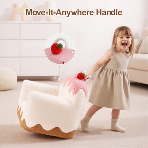 Children's <b>Sofa</b> Cake Shape Soft Fabric Chair For <b>Kids</b> Reading Nap With Strawberry Top 3 Years Above - Product Image 2