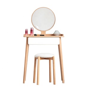 <strong>Vintage</strong> Makeup <strong>Dressing</strong> <strong>Table</strong> with Mirror and Stool - Product Image 1
