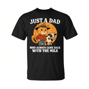 Western Cowboy Cat Just A Dad Who Came Back With Milk Camiseta - Product Image 2