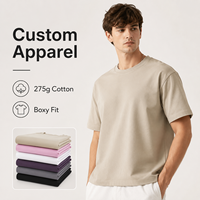 Camisetas Personalizadas al por Mayor de Primera Calidad, 275 g/m², 100 % Algodón, Estampado en Serigrafía, Corte Amplio y Cuadrado, Estilo Hip Hop, Camisetas Holgadas de Manga Corta para Hombre