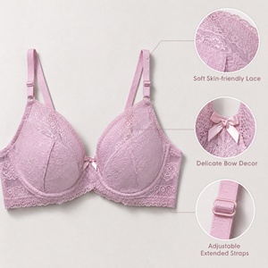 Soutien-gorge féminin S en dentelle fine avec rembourrage, doublure transparente, maille respirante, dentelle française <span class=keywords><strong>vintage</strong></span>, antidérapant, 6 couleurs - Product Image 2