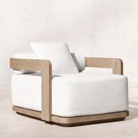 Ensemble de canapés de jardin en teck moderne, mobilier d'extérieur de luxe pour hôtel, canapé modulaire avec coussins, mobilier de salon extérieur, mobilier de patio, ensemble de canapés de jardin