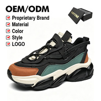 Sepatu Olahraga Musim Semi Label Pribadi Desain Khusus Warna Hitam Hijau Coklat Colorblock Ergonomis High Rebound Trainer Kulit Asli