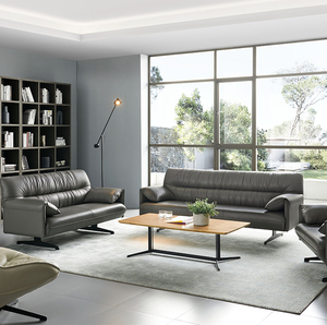 Sofá de oficina sencillo, sofá de cuero PU de bajo precio con juego de mesa de centro, muebles de oficina, sofá modular de cuero sintético - Product Image 2