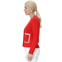 Pulls en tricot décontractés de style Preppy avec LOGO personnalisé pour femmes Cardigan à col en V avec poche Pull à manches longues