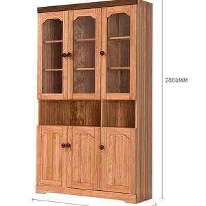 <b>Solid</b> <b>Wood</b> <b>Bookcase</b> With Glass Doors And Storage Shelves For Living Room Home Use - Product Image 2