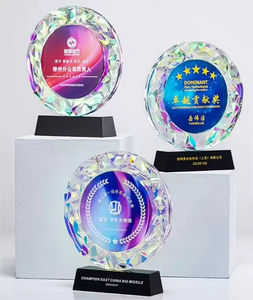 Trofeo di cristallo inciso nome individuale inciso rotondo cristallo colorato trofeo personalizzato - Product Image 2