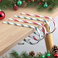 Porte-chaussette de Noël en métal rayé pour bord de table, décoration de table en forme de canne à sucre
