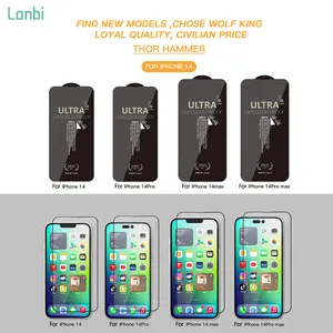Vidro protetor wolf king para celular, película de vidro temperado para proteção de poeira e tela, para iphone 14 12 13 pro max