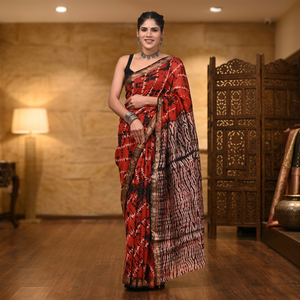 Sari en soie ethnique MAHESWARI avec long châle, style ethnique traditionnel - Product Image 2