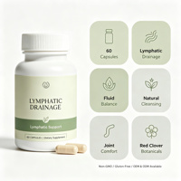 Capsules de soutien pour le drainage lymphatique, nettoyage du système lymphatique, équilibre des fluides, confort articulaire, complément botanique au trèfle rouge, 60 unités