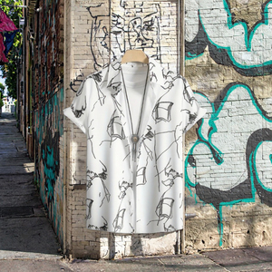 Chemise à manches courtes pour homme, style hip-hop, à col rabattu, à boutonnage simple, à motif floral, respirante, écologique, en popeline, pour l'été - Product Image 3