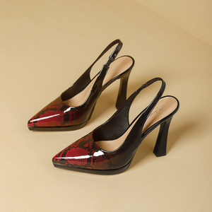 Sandalias de Tacón Alto (3"-5") con Plataforma, Antideslizantes, de Cuero Patentado, Cómodas, para Todas las Temporadas, Nuevo Modelo Europeo con Tacón de Serpiente - Product Image 3