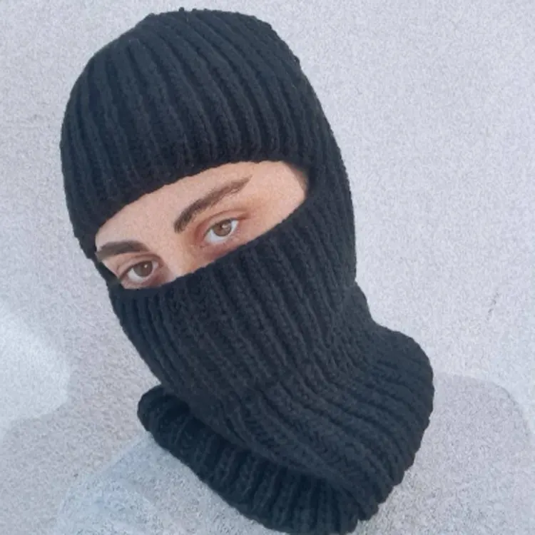 F-9779 nouveau 2022 d'hiver accessoires crochet balaclava ninja cap unisexe noir élégant chapeau d'hiver en gros personnalisé sweat à capuche en tricot