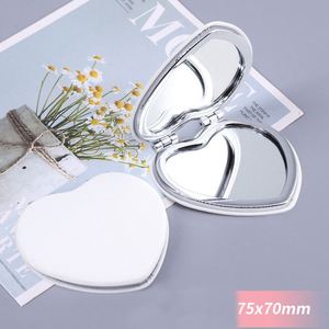 Miroir de poche compact rond classique pliable en cuir PU blanc vierge personnalisable DIY – Cadeaux publicitaires - Product Image 4
