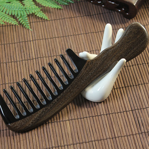 Horn Massage <b>Comb</b> <b>Wide</b> Teeth Wooden Handmade For Women Men Children Adults YH3-6 - Product Image 2