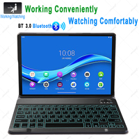 Sıcak satış akıllı kablosuz touchpad ile arkadan aydınlatmalı klavye deri Tablet kılıfı için lenovo tab m10 ve lenovo tab m10 artı