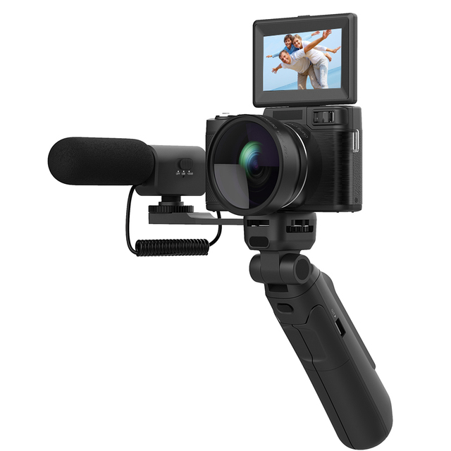 Winait Max 48 Mega Pixels 4k Vlog Digital Video Camera with Microphone and Hand Bracket