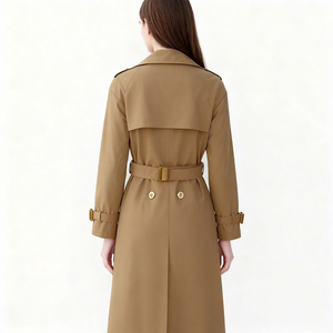 Cappotto <span class=keywords><strong>Trench</strong></span> in Cotone Doppiopetto di Alta Qualità per <span class=keywords><strong>Donna</strong></span> 2025, Design con Cintura, in Lana per l'Autunno, Personalizzabile ODM/OEM, Moda - Product Image 3