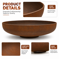 Brasero d'extérieur durable en acier Corten pour jardin et patio, avec foyer rond en bois, idéal pour projets d'aménagement paysager commercial
