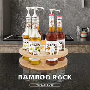 Modern Sustainable Wood Multifunction <b>Kitchen</b> <b>Storage</b> Rack <b>for</b> Dinnerware and Seasoning Bottles Single Tier Rotatable - Product Image 2