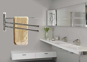 WEKIS Porte-serviettes mural pivotant à 3 niveaux en acier inoxydable pour salle de bain - Product Image 5
