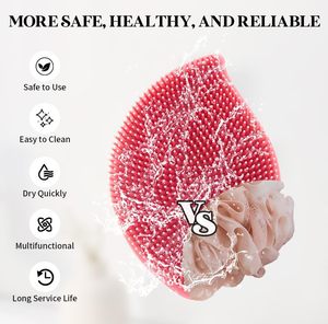 Brosse corporelle simple en silicone avec logo personnalisé, exfoliante, à poignée, pour la douche, avec soies massantes, séchage rapide, exfoliant pour le bain - Product Image 4