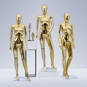 Female Mannequin Boutique Shinny Gold Chrome Mannequin Silver Golden Display Shop Window Women Full Body Fiberglass Mannequins Female For Ladies