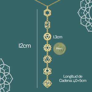 7 Chakra ciondolo in acciaio oro ciondolo di cristallo e Charm 7 chakra ciondolo ciondolo collana - Product Image 3