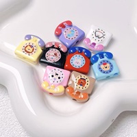 Perles décoratives en acrylique, imprimées double face, motif dessin animé, forme téléphone, trou droit, pour DIY, chaînes de téléphone portable et bijoux