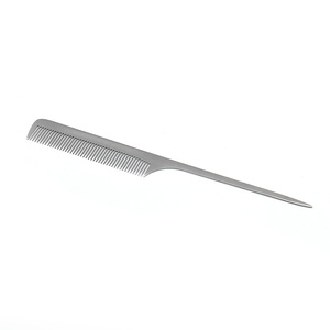 Silver Metal Rat Tail Combs Fine Tooth Cutting Comb Stainless Steel Teasing Pintail Barber Comb