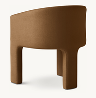 Fauteuil de salle à manger INNES contemporain en bois massif avec dossier fermé et revêtement en tissu, idéal pour salon, hôtel, restaurant et banquets
