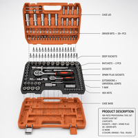 Kit d'outils manuels en acier CRV de 108 pièces, clé à cliquet métrique, réparation mécanique automobile, ensemble d'outils durables