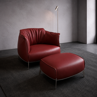 Fauteuil en cuir véritable italien fait main, confort enveloppant, chaise de détente, cuir pleine fleur, pour chambre et hôtel