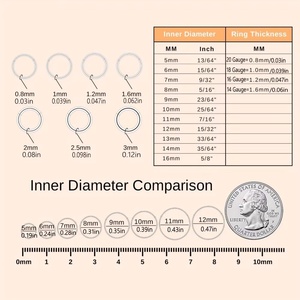 Pendientes de acero quirúrgico 18G para <span class=keywords><strong>nariz</strong></span>, <span class=keywords><strong>doble</strong></span> aro sin costuras con bisagra, para <span class=keywords><strong>piercing</strong></span> de tragus, concha, hélix, cartílago y septum - Product Image 5