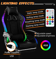 Vente en gros pas cher pliable en cuir pu chaise de massage pour jeux d'ordinateur silla gamer racing rgb chaises de jeu avec lumières et haut-parleurs